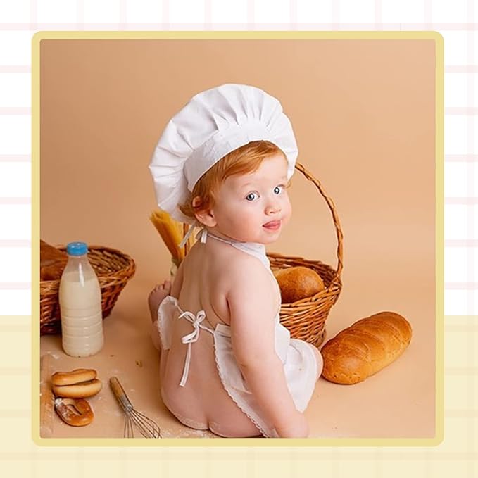 KHC-KHF Newborn Photography Prop Baby Chef Outfits Chef Hat Apron Set Infant Chef Costume Toddler Cosplay Costume Boy Girl