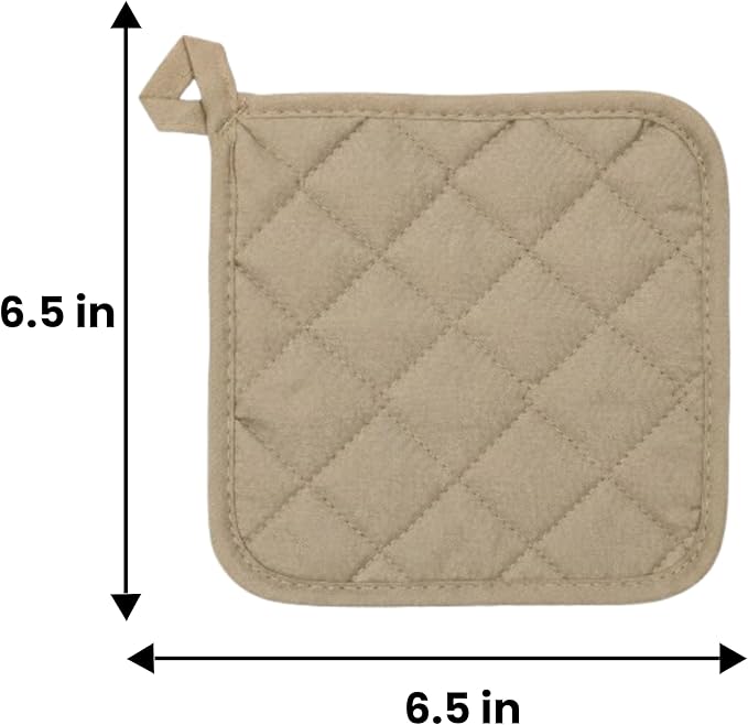 Lobyn Value Packs Economical Lightweight Bulk Potholders Ten (10) Pack Everyday Quality 6.5" Square Perfect for Craft Projects Beige