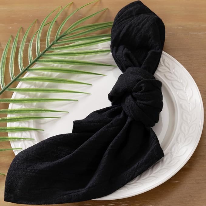 Socomi Cloth Napkins Black Easter Spring Washable Reusable Bulk Linen Cotton Napkins Set of 4 17"x17" for Wedding Party Bridal Baby Shower Birthday Dining Table Decorations