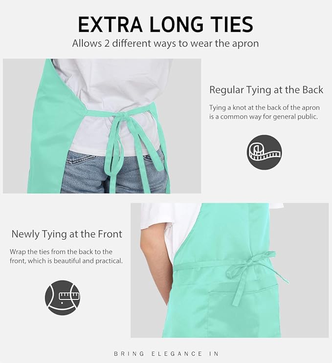 Syntus Apron for Men Women, Adjustable Cooking Kitchen Chef Aprons with 2 Pockets, Cotton/Polycotton/Polyester
