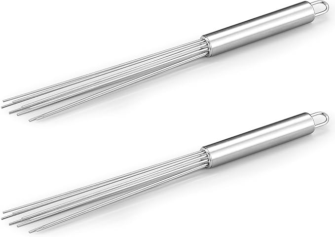 Baderke 2 Pcs Espresso Whisk 11.5 Inch Long Handle Barista Whisk 10 Needles 2 mm Stainless Steel Coffee Stirrer Tool Efficient Mixing Time Saving Reduction Clumping Ideal for Commercial Home