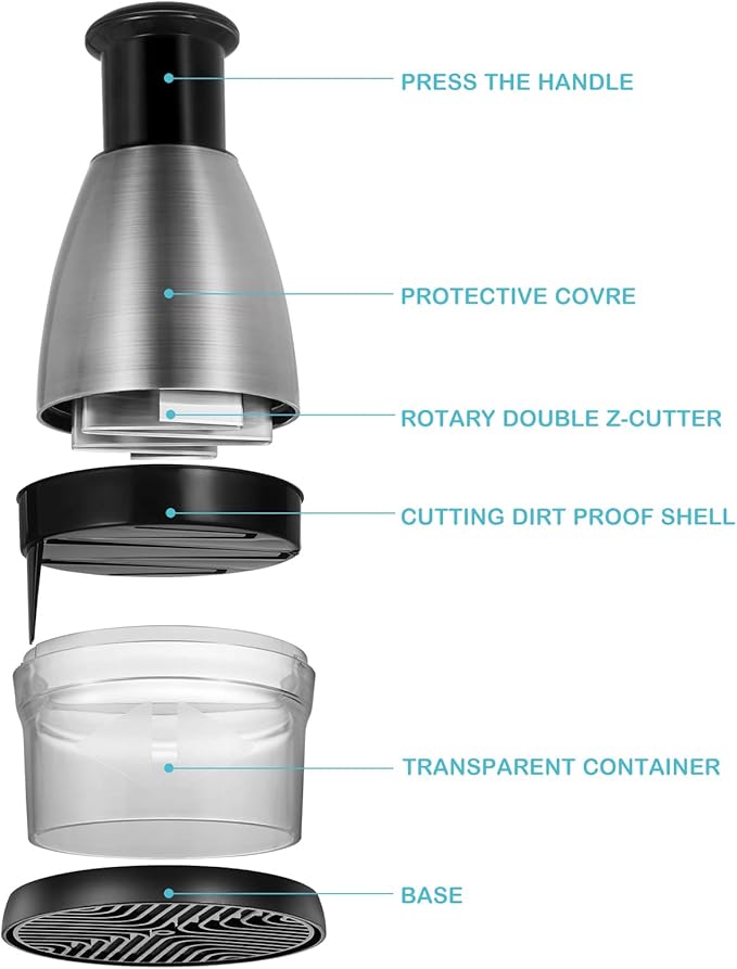 Manual Vegetable Dicer - Efficient Stainless Steel Hand Chopper for Onions, Garlic, Tomatoes, Nuts, Herbs, Salad. Perfect Kitchen Gadget for Fast, Easy Food Prep. Dishwasher Safe.