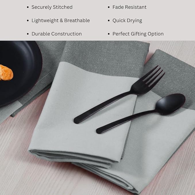Cloth Dinner Napkins 100% Cotton Set of 6 - Soft Durable Reusable Table Napkins - for Dining Weddings Parties Holidays Easter and Everyday Use - 18x18 Inch Cloth Napkins Grey