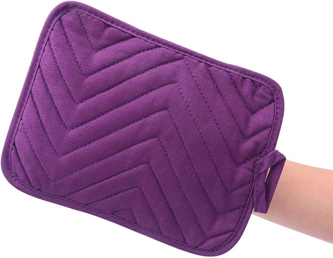Anyi Pot Holders for Kitchen Heat Resistant, Cotton Hot Pads for Counter Table, Purple Kitchen Pot Holders with Pocket