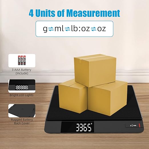 UNIWEIGH Digital Postal Scale with Backlit LCD, 15kg Grams/Oz/Lb/ML, Tare Function, Auto-Off, Large Platform for Mailing, Cooking, and Small Packages
