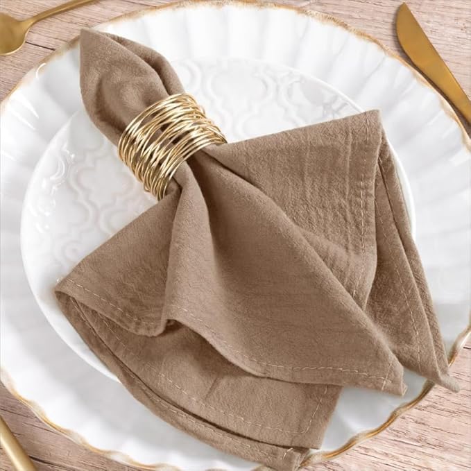 MLMW Nude Brown Cloth Napkins Set of 8 Linen Rustic Spring Easter Cotton Napkins Cloth Bulk Washable Dinner Napkins 16"×16" for Wedding Party Baby Bridal Shower Birthday Table Decor