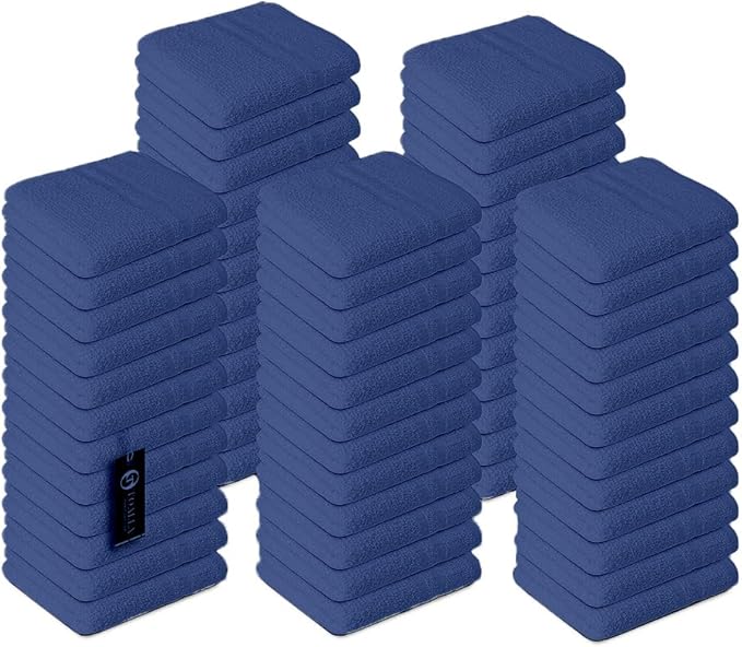 100% Cotton Washcloth 60 Pack|700 GSM|Soft Washcloth For Face|Wash cloths Bulk Pack|Wash cloth For Body And Face|Highly Absorbent|Fingertip Towel|Washcloths For Bathroom|12 x 12 Inche|ROYALBLUE