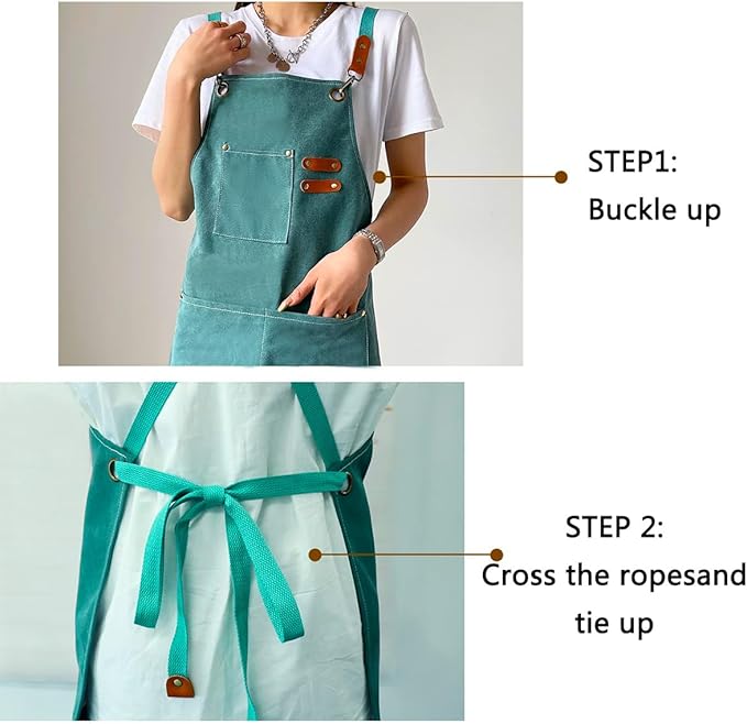 Aprons For Women Men With Pockets 2 Pcs,Kitchen Waterproof Hair Stylist Linen Bbq Tool Canvas For Adults Apron