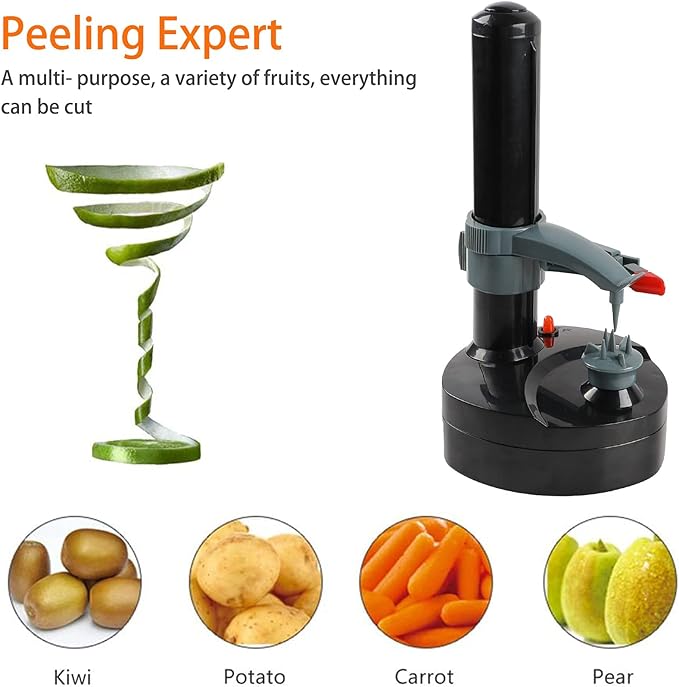 Electric Potato Peeler with 23 Replacement Blades Rotato Express Stainless Steel Automatic Rotating Fruits Fruit Potato Peeler Vegetables Cutter Apple Paring Machine Kitchen Peeling Tool