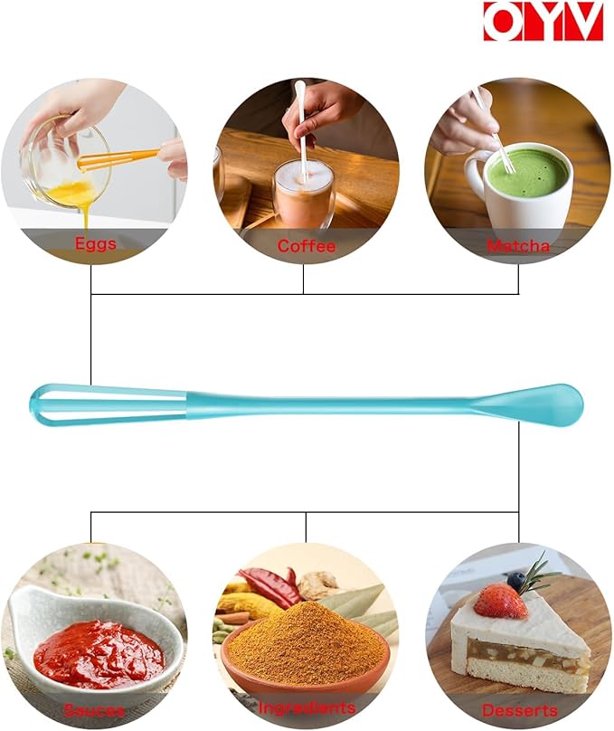 OYV Scandinavian Modern Colors Mini Whisk Set, 8.5 in Mini Whisks for Cooking, 3 Pieces Small Wisk For Whisking, Beating, Blending Ingredients, Mixing Sauces, BPA Free Tiny Whisk