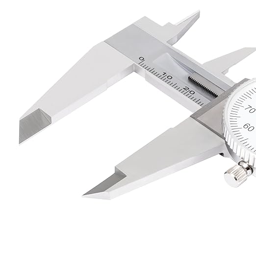 PEC Dial Caliper 0-200mm, Stainless Steel Precision Measuring Tool with Shock-Proof Dial, High Accuracy ±0.04mm