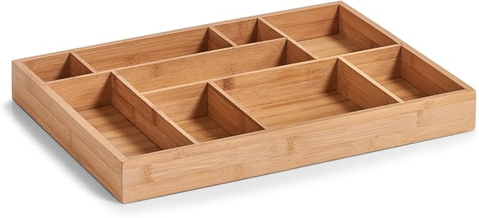Zeller 25348 Drawer Organiser, Wood, Natural, 44.5 x 32 x 5 cm