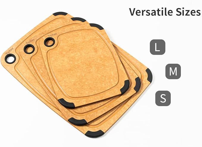 Wood Fiber Cutting Board, Toptier Dishwasher Safe Cutting Boards for Kitchen, Eco-Friendly, Non-Slip, Fruit Juice Grooves, Non-Porous, BPA Free, Medium Cutting Board, 14.5 x 11-inch, Natural Slate