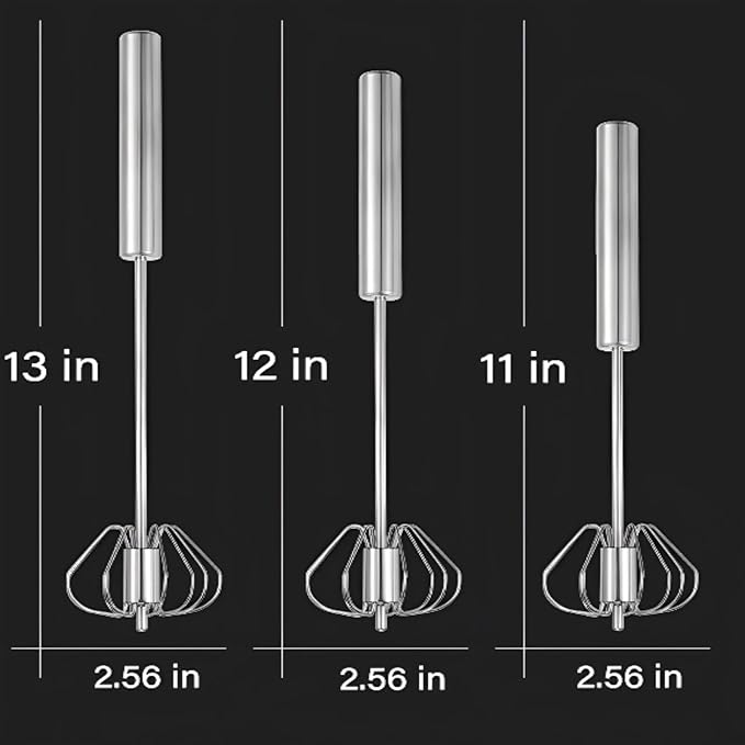 Semi-Automatic Stainless Steel Egg Whisk, Hand-Operated Rotary Whisks, Multi-functional Stainless Steel Kitchen Mixing Tool, Manual Egg Whisk, Suitable for Mixing, Whipping, and Stirring, 12"