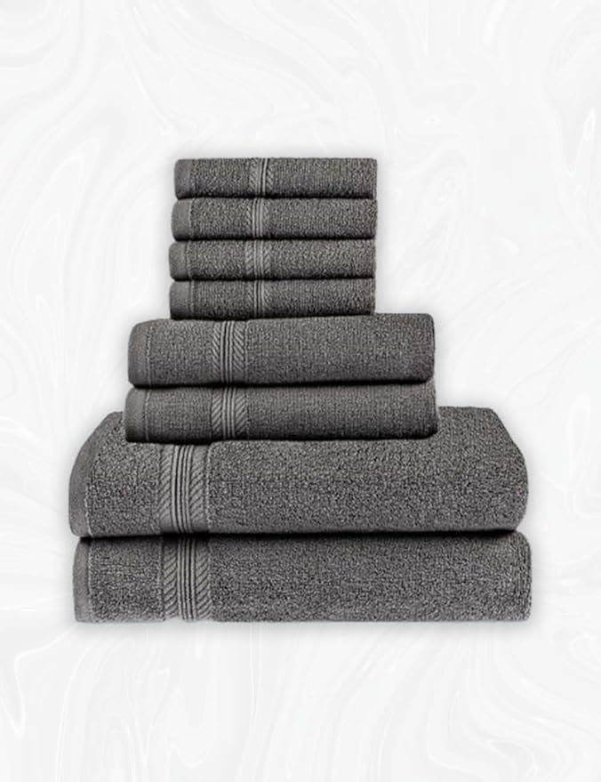 BIOLINEN Cotton Bath Towel Parent (Grey, 8 Pack)