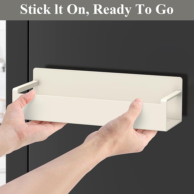 HuggieGems 6 Pack Magnetic Spice Rack Organizer for Refrigerator and Oven, Cream White Fridge Organizers and Storage for Kitchen