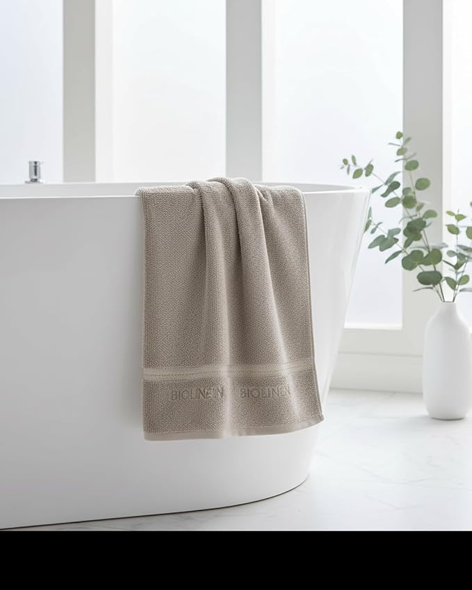BIOLINEN Dove 6-Piece Luxury Cotton Towel Set - 2 Bath Towels, 2 Hand Towels, 2 Washcloths - Soft Absorbent Towel Pack for Bathroom, Home, Gym & Travel