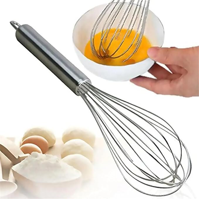 12 inch stainless steel whisk -professional egg beater - kitchen tools - dishwasher usable - suitable for baking, whipping cream, mixing dough, and cocktail making