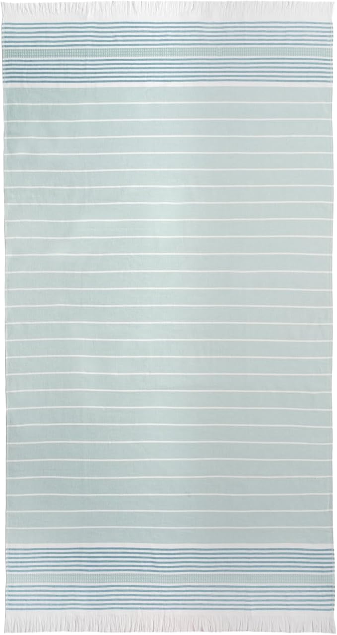 SOFE H&L | LINVIA Foutah Quick Dry Beach Towel Pack of 2 (35” x 70”) Basic - Mint | Lightweight, Premium, Fade Resistant, Durable | Travel Towel, Turkish Beach Towel with Shoulder Strap