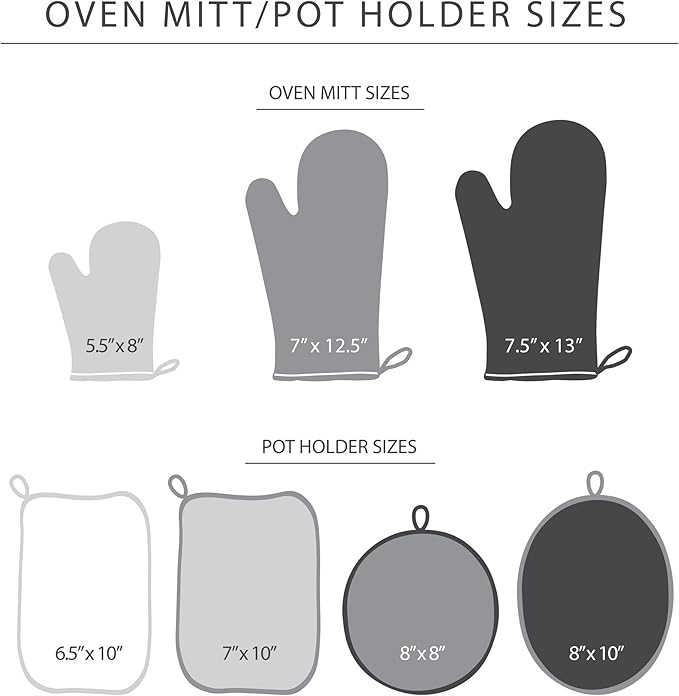 KITCHENAID Beacon Two-Tone Oven Mitt 2-Pack Set, Contour Silver/Matte Black, 5.75"x13"