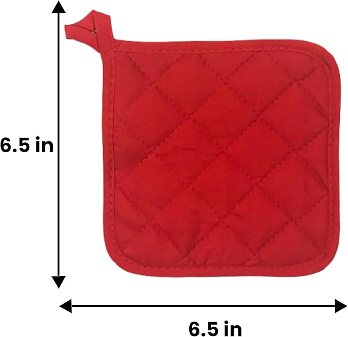 Lobyn Value Packs Economical Lightweight Bulk Potholders Ten (10) Pack Everyday Quality 6.5" Square Perfect for Craft Projects Multi Color