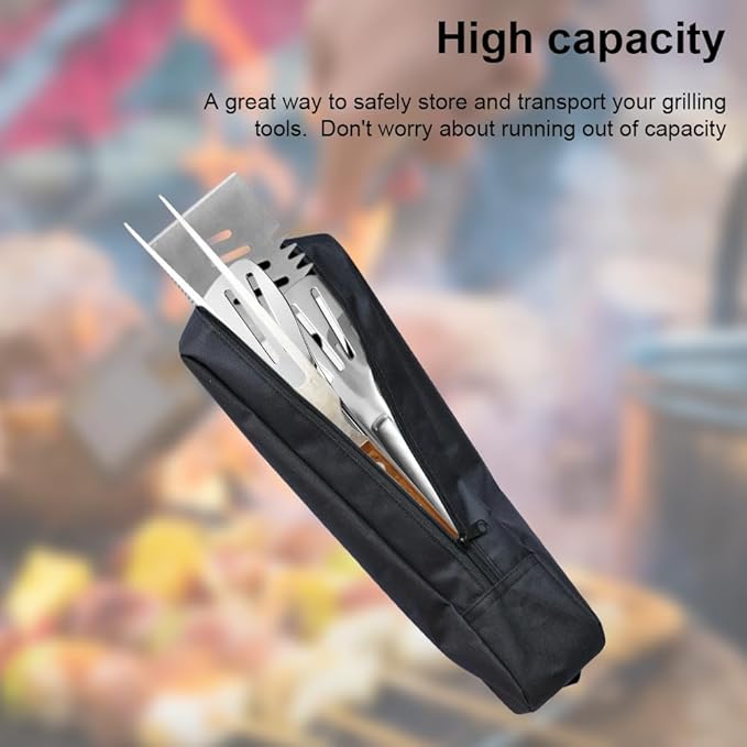 Grill Storage Bag, Oxford Cloth BBQ Tools Carry Bag, Waterproof Grill Utensil Accessory Storage Bag, Grill Utensil Holder Pouch for Camping Picnic Barbecue(size:57 x 10 x 10cm)