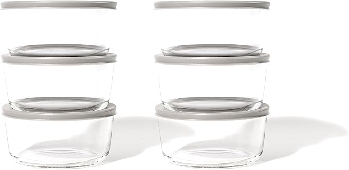 DURA LIVING 12-Piece Glass Food Storage Containers Set (6 Containers + 6 BPA-Free Lids) | 4-Cup, Leakproof | Microwave, Freezer, Oven & Dishwasher Safe | Ideal for Meal Prep & Pantry Organization