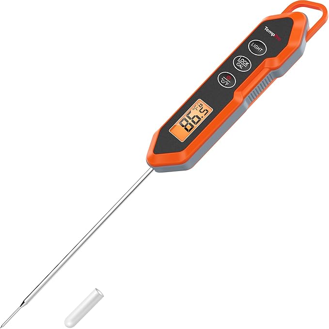 TempPro TP15H Waterproof Instant Read Meat Thermometer for Cooking, Digital Food Thermometer with Backlight & Calibration, Cooking Thermometer for BBQ, 10.47 x 1.16 x 0.69 (Previously ThermoPro)