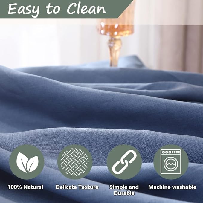 Simple&Opulence Textured Tablecloth 100% Linen Table Cloth, Kitchen Dinning Tabletop Decoration, for Outdoor and Indoor Use (Classic Blue, 54"×72")