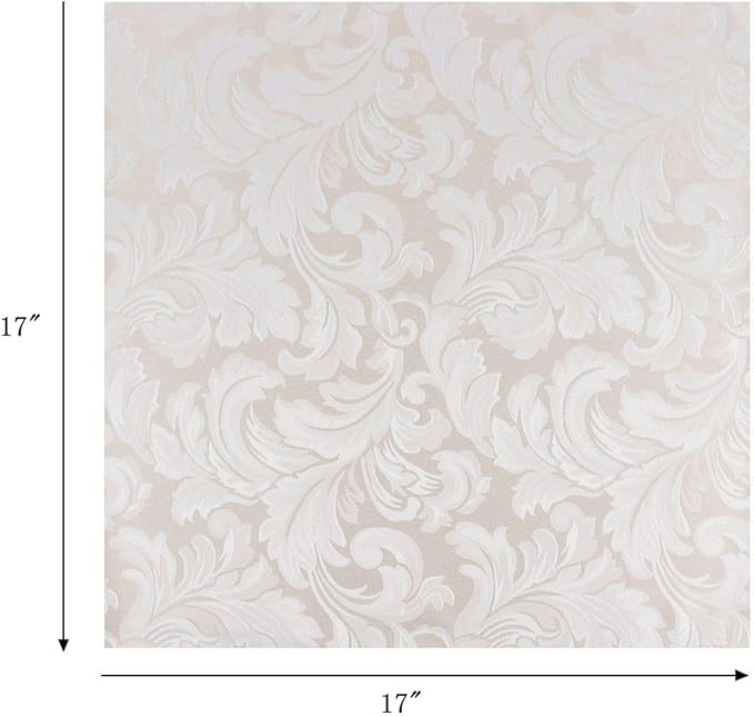 EHouseHome Damask Jacquard Cloth Napkins Waterproof Spillproof Polyester Fabric Napkins,Beige,Set of 4, 17 x 17 Inch