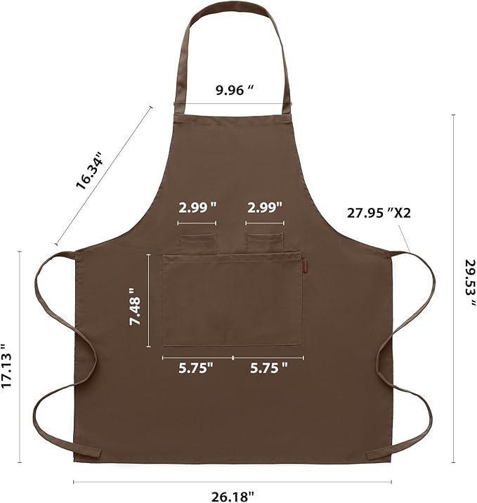 BOHARERS Chef Apron - Heavy 9.17oz Canvas Work Apron with 4 Pockets for Unisex, Ideal for Cooking,Gardening, Hairstylist (1, Brown)