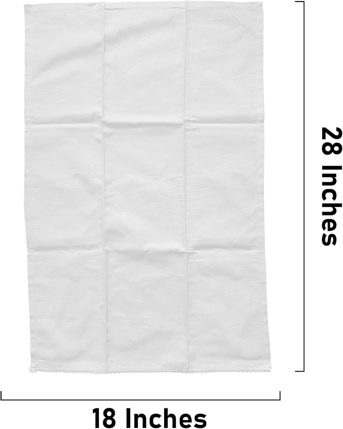 TARAN LIVING Kitchen Towels 100% Cotton Solid Kitchen Dish Cloths, Valentine Decor Hand Towel Reusuable Dish Towel for Cleaning & Drying Tea Towels Set with Hanging Loop - 18"x 28", Pack of 6 - White