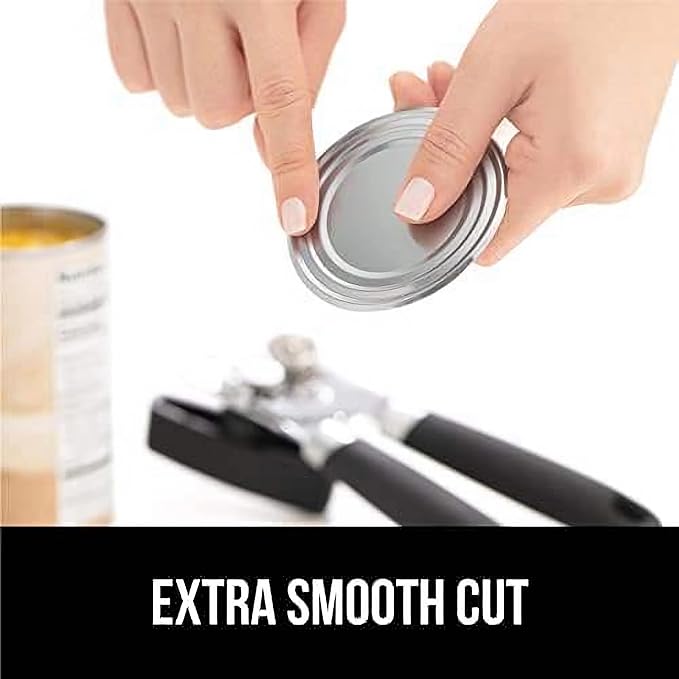 Can Opener Manual for Seniors Heavy Duty, Commercial Cans & Bottles Opener for Big Cans, Easy and Safety Can Opener for Kitchen and Camping, Built-In Magnet Lid Lifter, Black