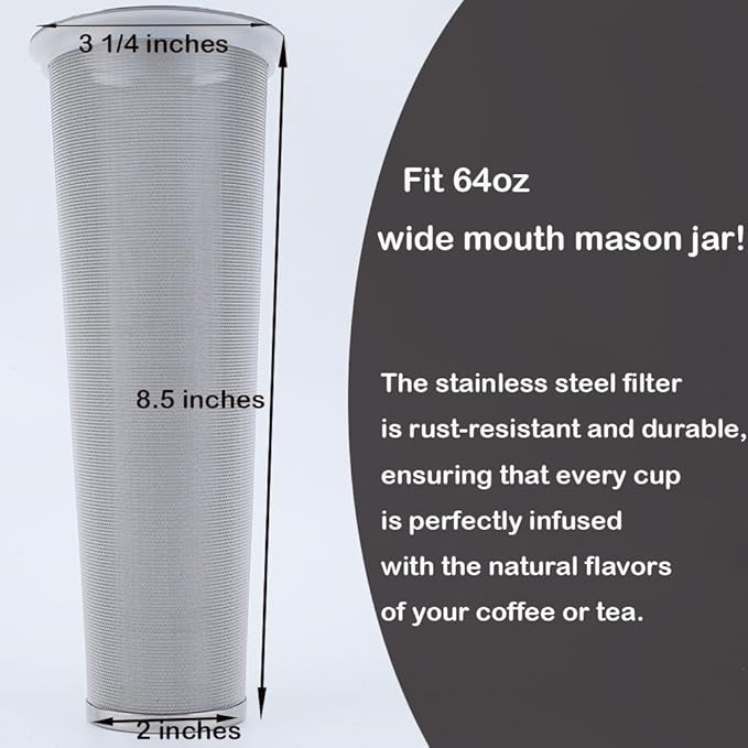 64 oz (2 Quart), Black Cold Brew Coffee Maker, Iced Tea Machines, Thick Glass with Pour Spout Handle Lid, Stainless Steel Filter for Iced Coffee, Fruit Drinks or Sun Tea (1)