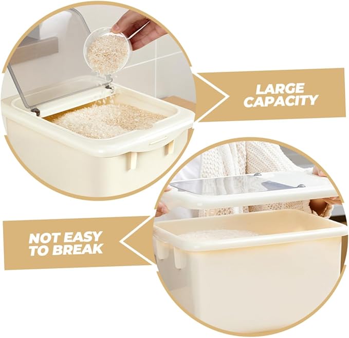 Alipis Rice Container with Clear Lid Airtight Storage Bucket for Grains Cereal and Pet Food Capacity Food Storage for Kitchen Pantry Organization
