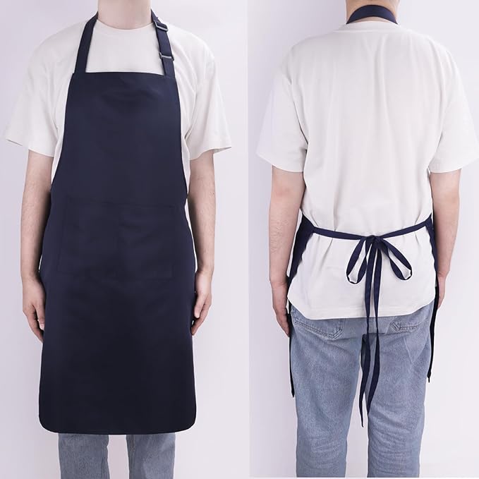 Large Chef Apron for Men and Women, Cooking Kitchen Aprons with 2 Large Pockets Water Oil Resistant