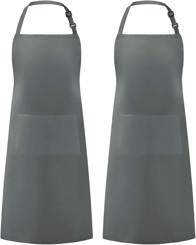 Syntus Apron for Men Women, Adjustable Cooking Kitchen Chef Aprons with 2 Pockets, Cotton/Polycotton/Polyester