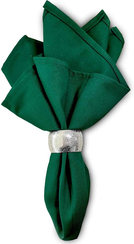 Green Cotton Cloth Napkins Set of 6, Washable Reusable for Christmas, Thanksgiving, Holiday, and Everyday Dinner Table Use (Dark Green)