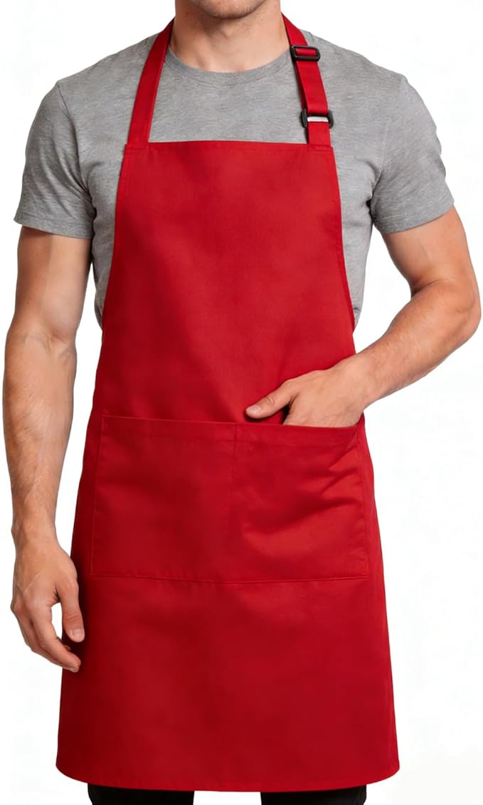 Large Chef Apron for Men and Women, Cooking Kitchen Aprons with 2 Large Pockets Water Oil Resistant