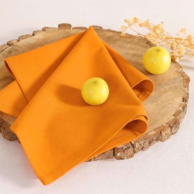 Cloth Napkins Set of 12 Solid Dinner Napkins 18x18 Inch, 100% Cotton, Soft Absorbent Reusable Washable Durable Napkin, Decorations, Restaurant, Wedding & Table Décor, Everyday Use - Orange