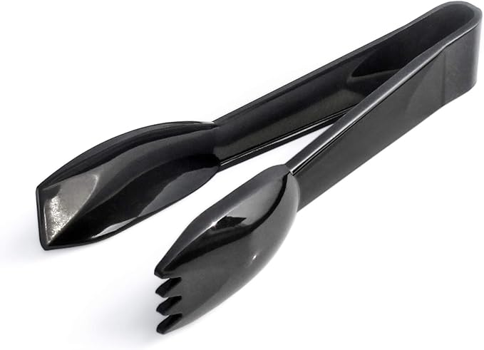 New Star Foodservice 42290 Utility Tong, High Heat Plastic, Straight Edge, 6 Inch, Set of 12, Black