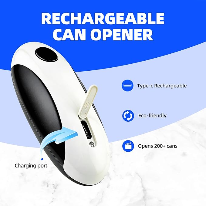 Rechargeable Magnetic Electric Can Opener - Type-C Fast Charge, Smooth Edge, for Seniors, Arthritis Sufferers & Low Grip Strength Users