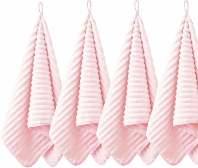 4PCS Pink Microfiber Hand Towels for Bathroom Christmas Decorations Quick Dry Small Towel Set Bathroom Kitchen 14 x29.6inch