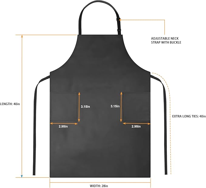 Gotega Waterproof Rubber Vinyl Apron Adjustable Dishwasher Apron - Apron for Women Men Heavy Duty Work Apron