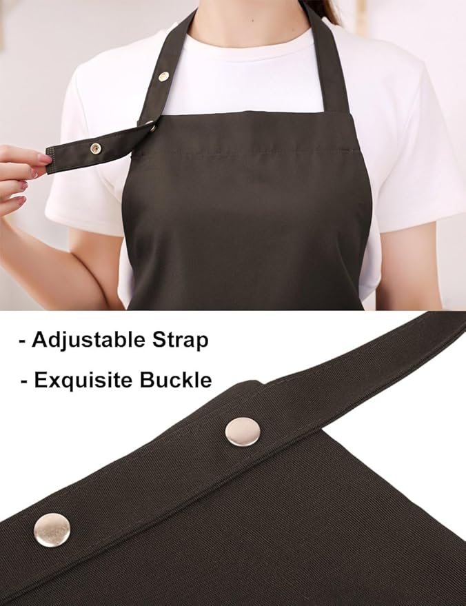 Kitchen Cooking Apron for Women Men with Big Pockets Canvas Waterproof Aprons for Server Pottery Artist Chef Apron