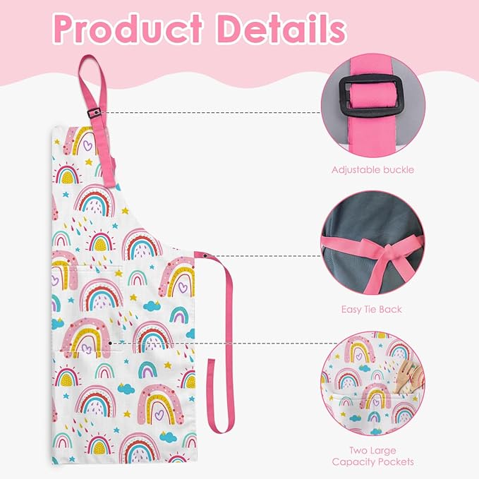 SANDJEST Kids Apron with Chefs Hat Set, Kitchen Apron Gifts