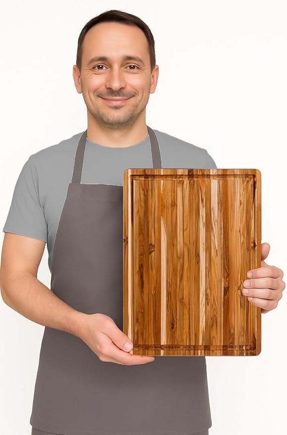 Teakhaus Cutting Board - Small (S) Wood Cutting Board with Juice Groove - Holiday Gift Ideas for Men and Women - Gift-Ready, Reversible, Edge Grain Wood, Knife Friendly - FSC Certified