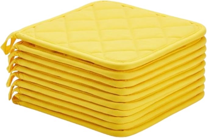 Lobyn Value Packs Economical Lightweight Bulk Potholders Ten (10) Pack Everyday Quality 6.5" Square Perfect for Craft Projects Yellow