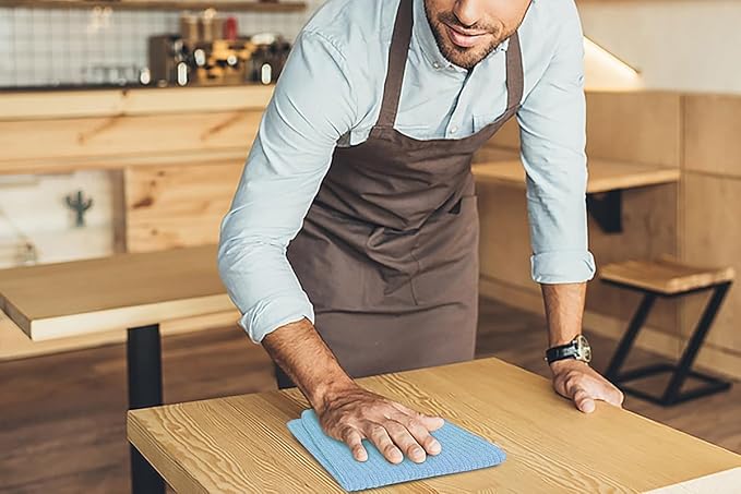Softolle Bar Mop Towels, Pack of 12-16x19 Inches - 100% Cotton Super Absorbent Towels, Multi-Purpose for Home and Bar Cleaning (Electric Blue)