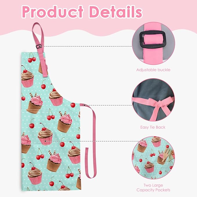 SANDJEST Kids Apron with Chefs Hat Set, Kitchen Apron Gifts